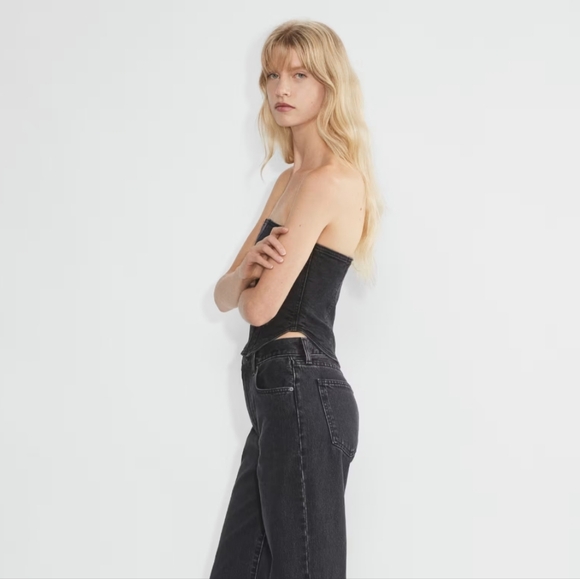 BNWT Aritzia Black denim bustier top - Picture 4 of 10